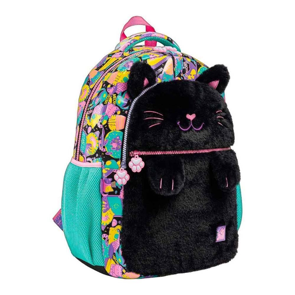 Mochila de Costas Juvenil Pelúcia Gatinho Tilibra - Colorido