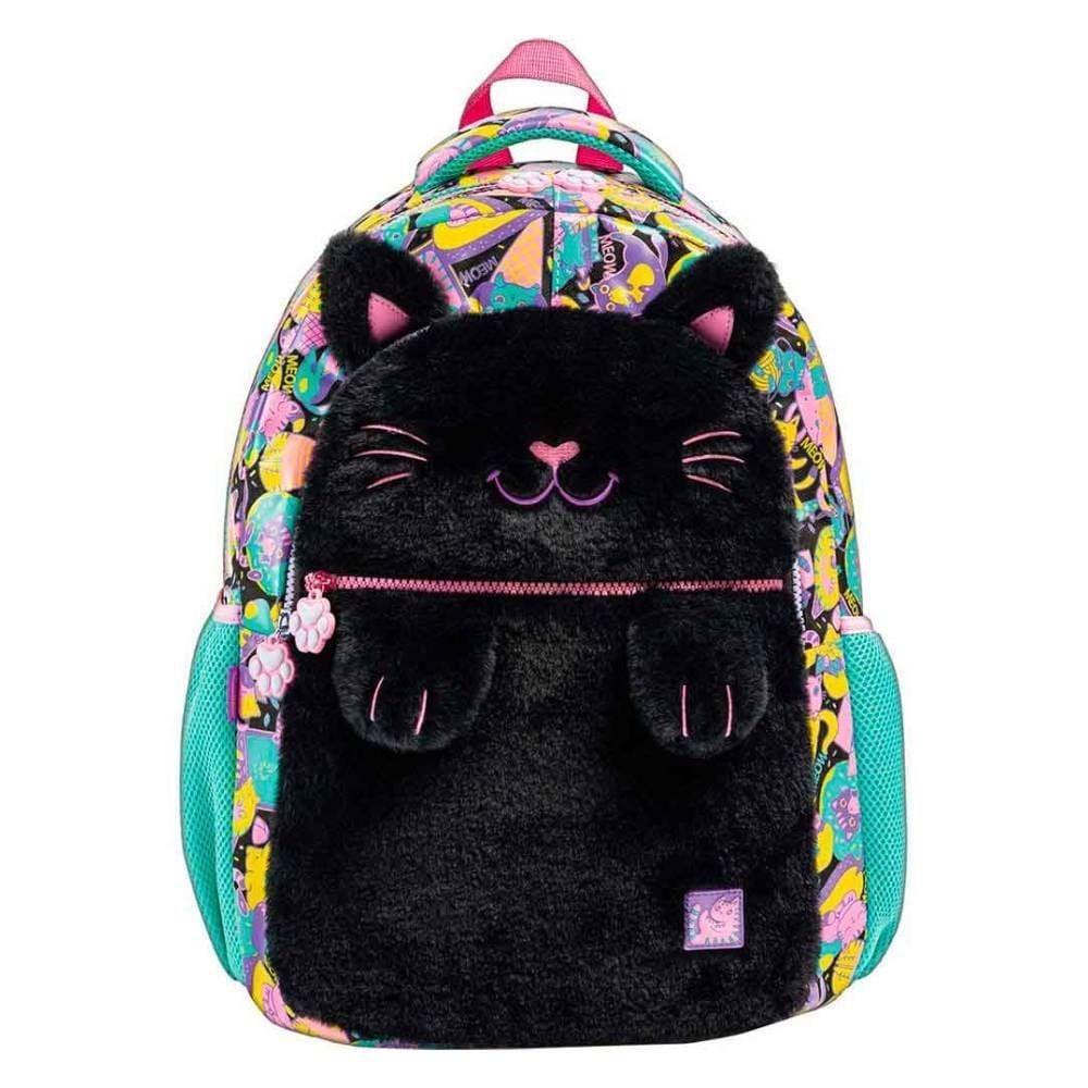Mochila de Costas Juvenil Pelúcia Gatinho Tilibra - Colorido