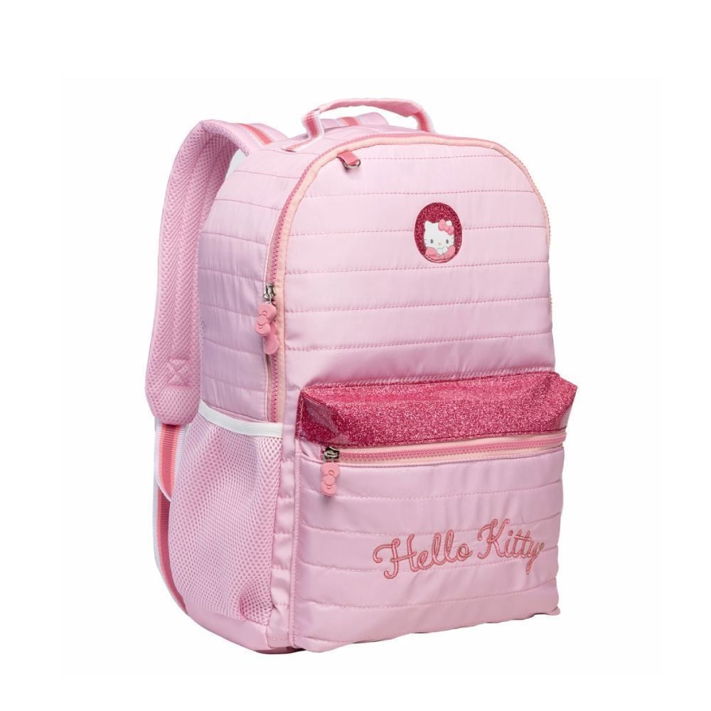 Mochila de Costas Juvenil Puffer Glitter Hello Kitty Xeryus - Rosa