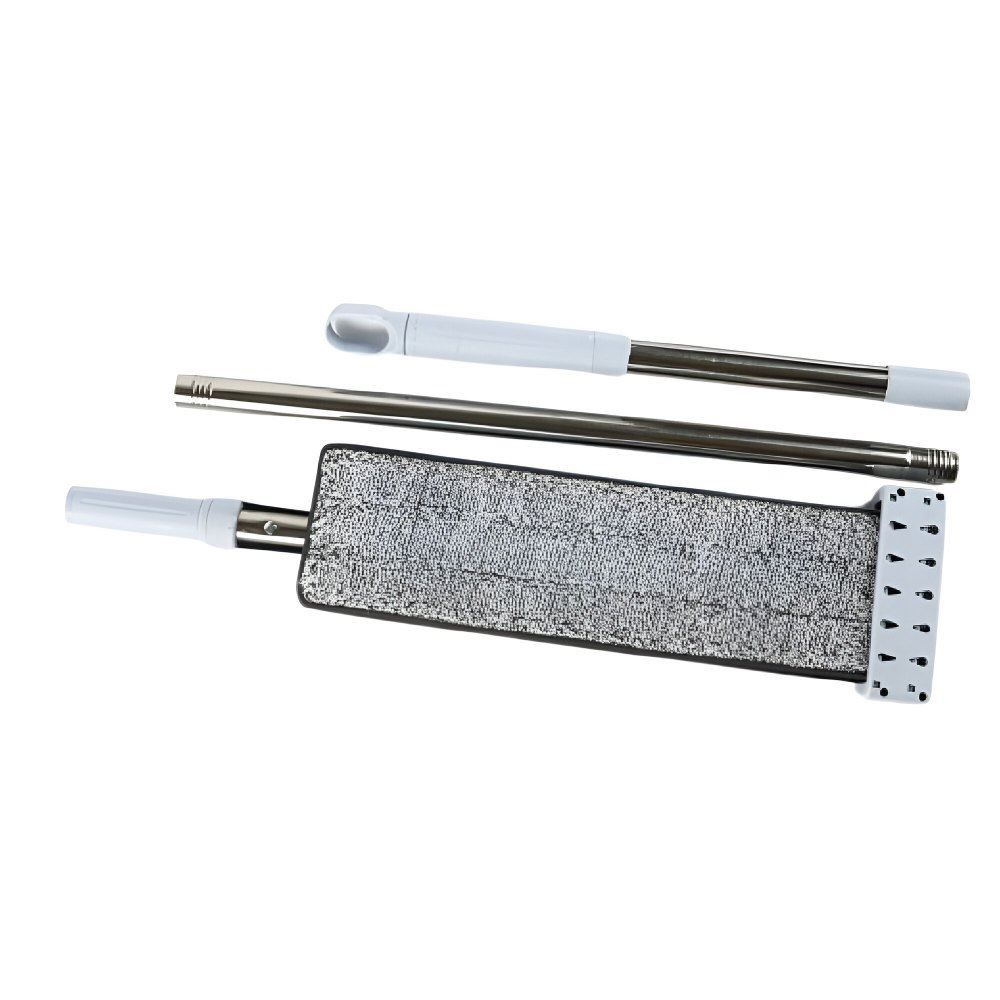 Mop Flat Com Cabo Ajustável E Esfregão Havan Casa 129Cm - Branco e Prateado