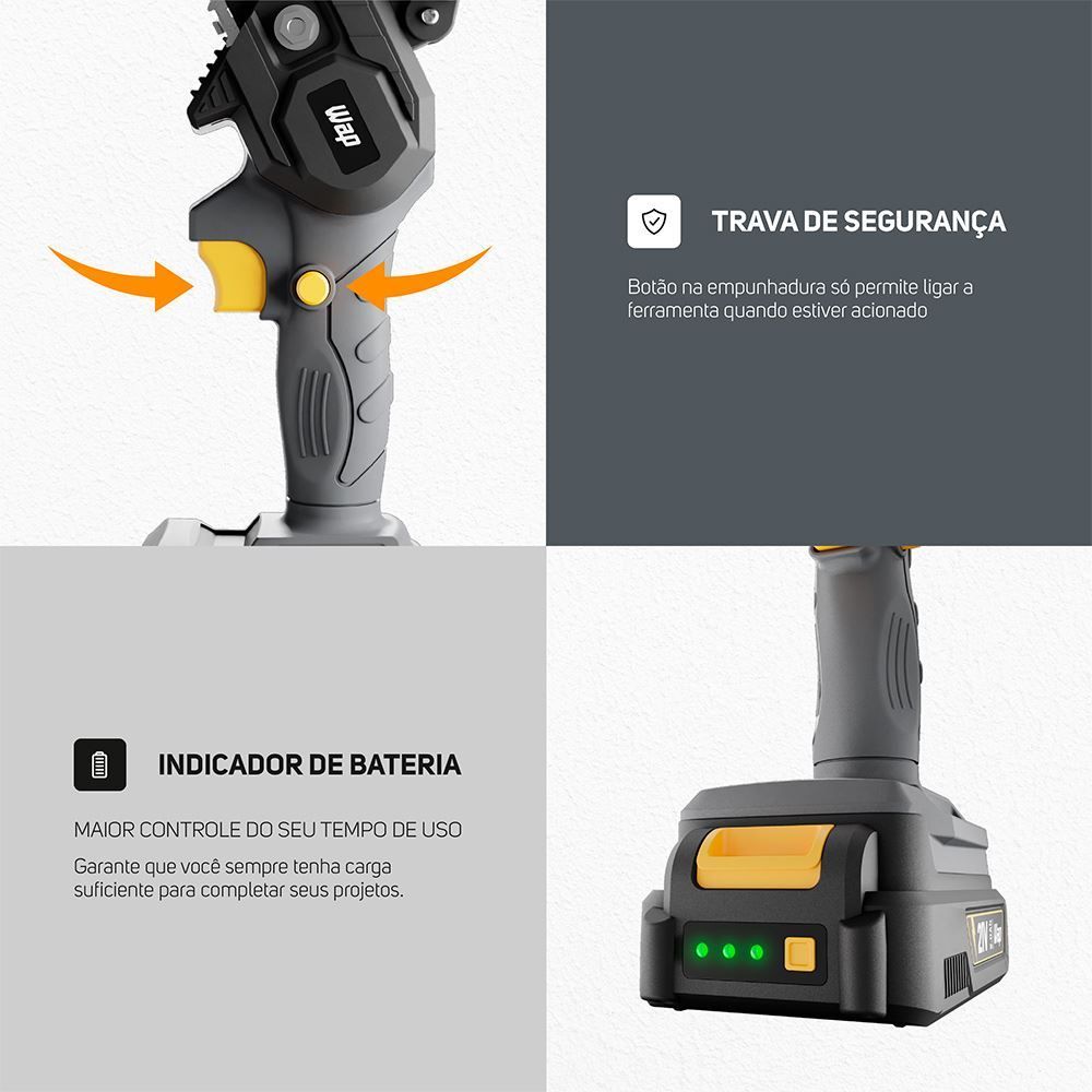 Motosserra Sabre Wap 6" 21V A Bateria K21s01 - Bivolt