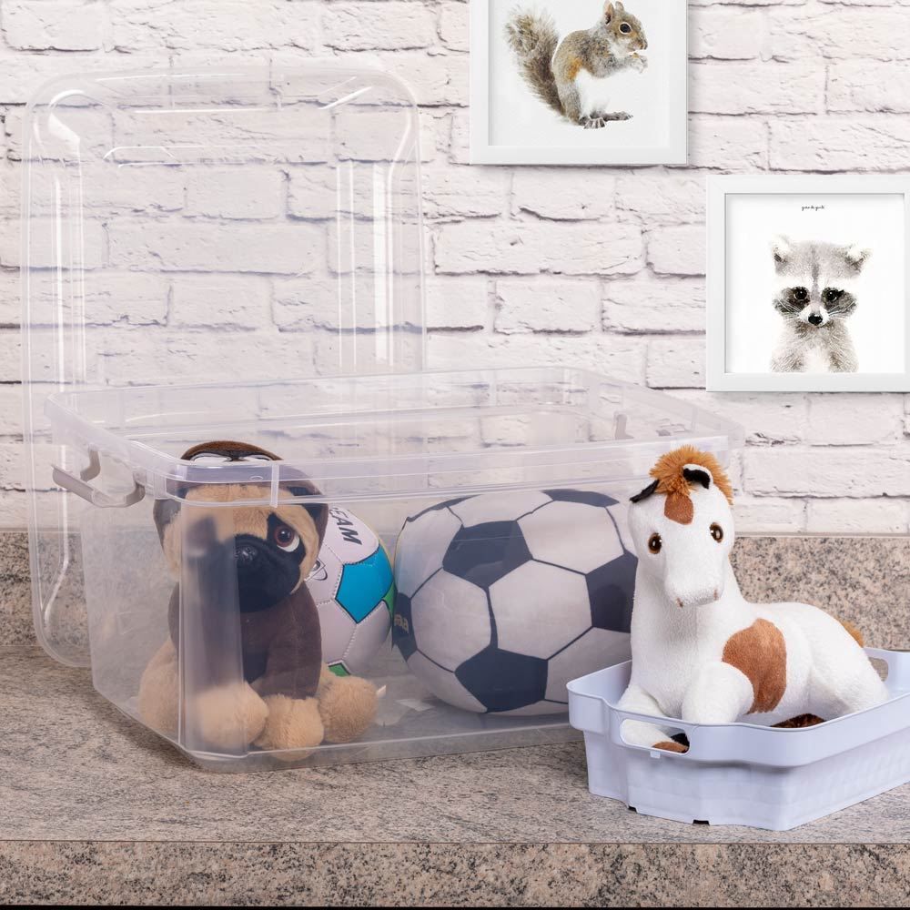 Organizador Com Cestinha 27 Litros Plasvale - Transparente