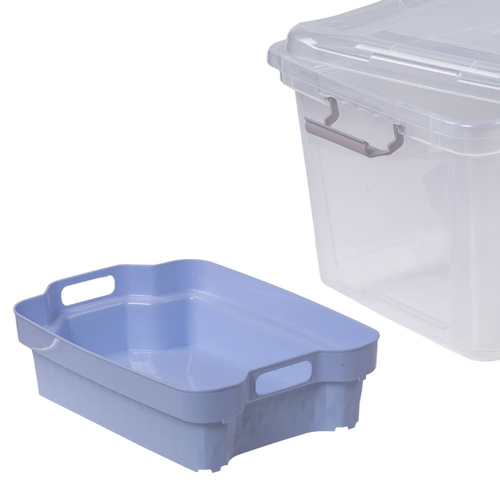 Organizador Com Cestinha 27 Litros Plasvale - Transparente