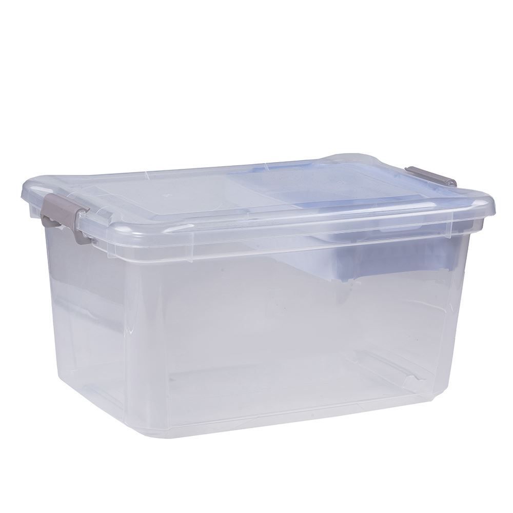 Organizador Com Cestinha 27 Litros Plasvale - Transparente