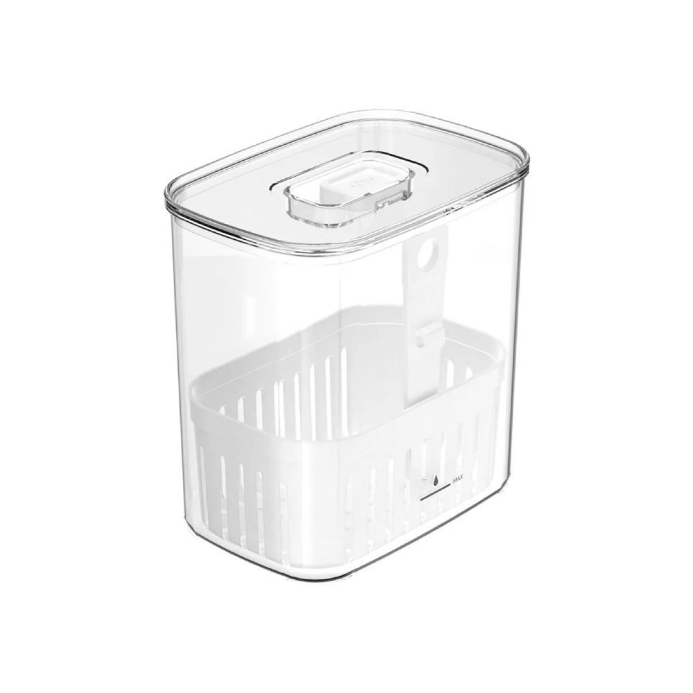 Organizador De Temperos Para Geladeira Com Cesto Clear Fresh Ou 1,5 Litros - Transparente e Branco