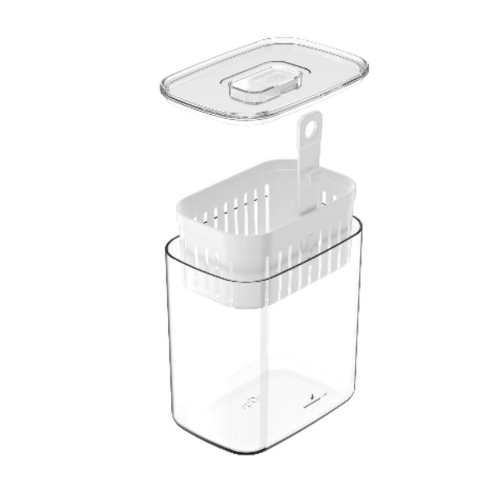 Organizador De Temperos Para Geladeira Com Cesto Clear Fresh Ou 1,5 Litros - Transparente e Branco