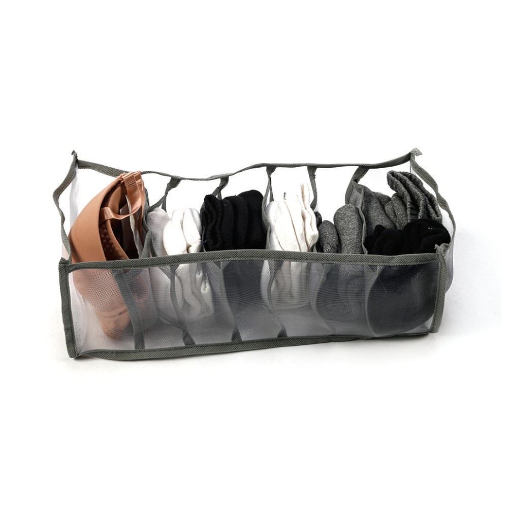 Organizador De Gaveta Com 7 Divisórias Clink - Cinza