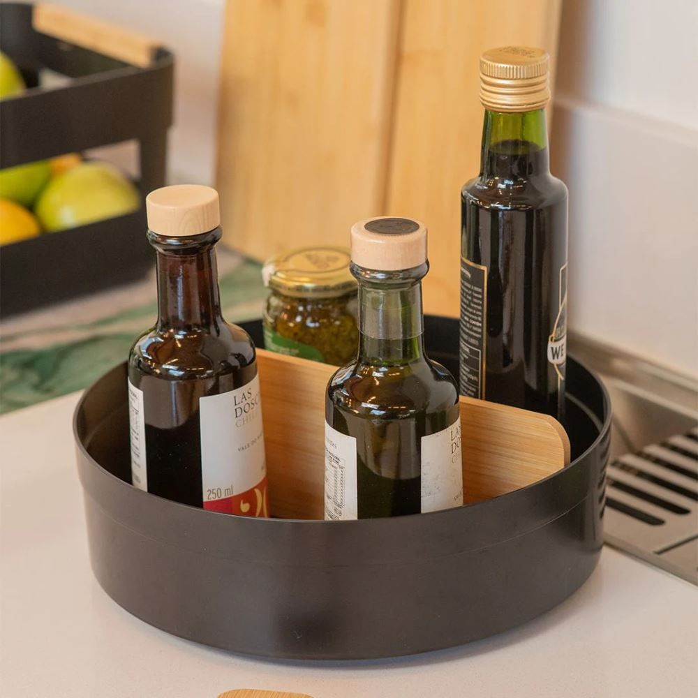 Organizador Giratório Alto Com Divisória 25,5Cm Lume Ou - PRETO FECHADO