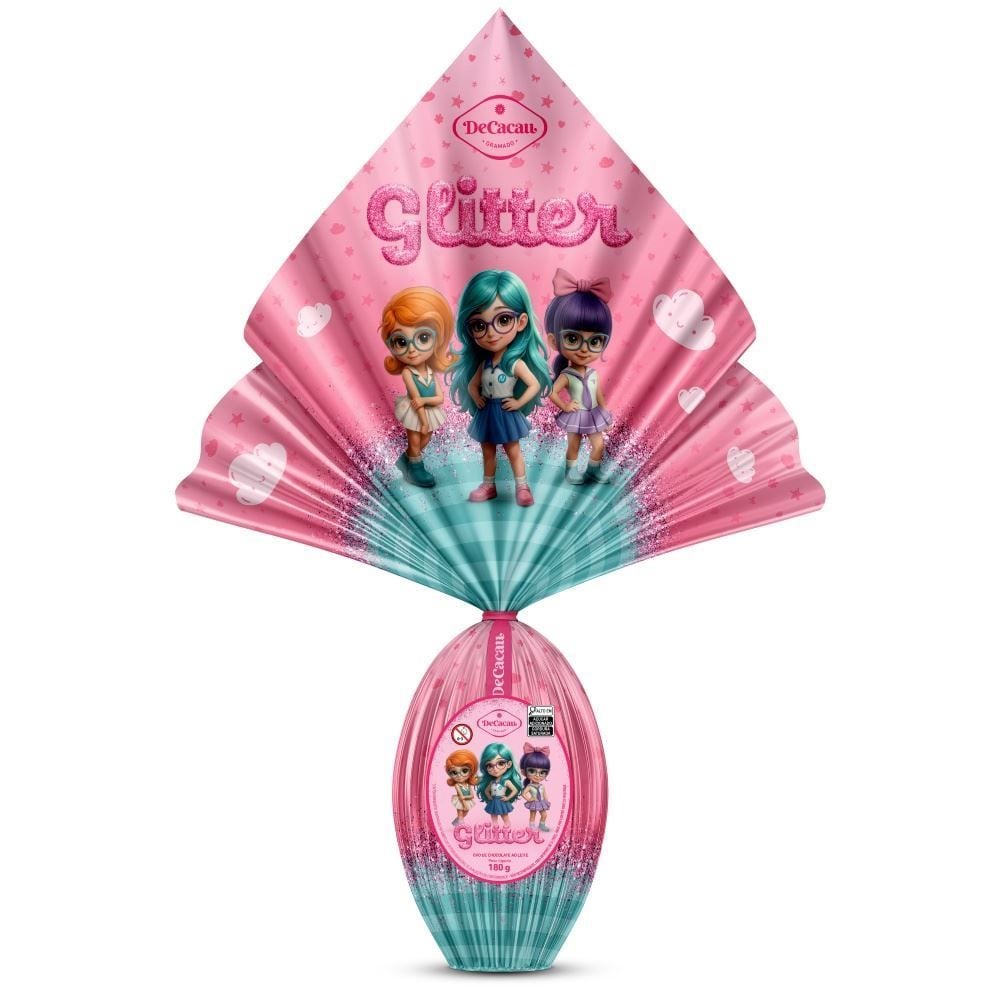 Ovo de Páscoa Chocolate Ao Leite Glitter 180G - DeCacau