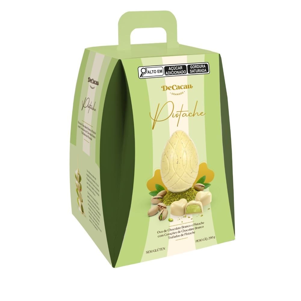 Ovo de Páscoa Chocolate Branco com Pistache e Trufas Decacau - 290g