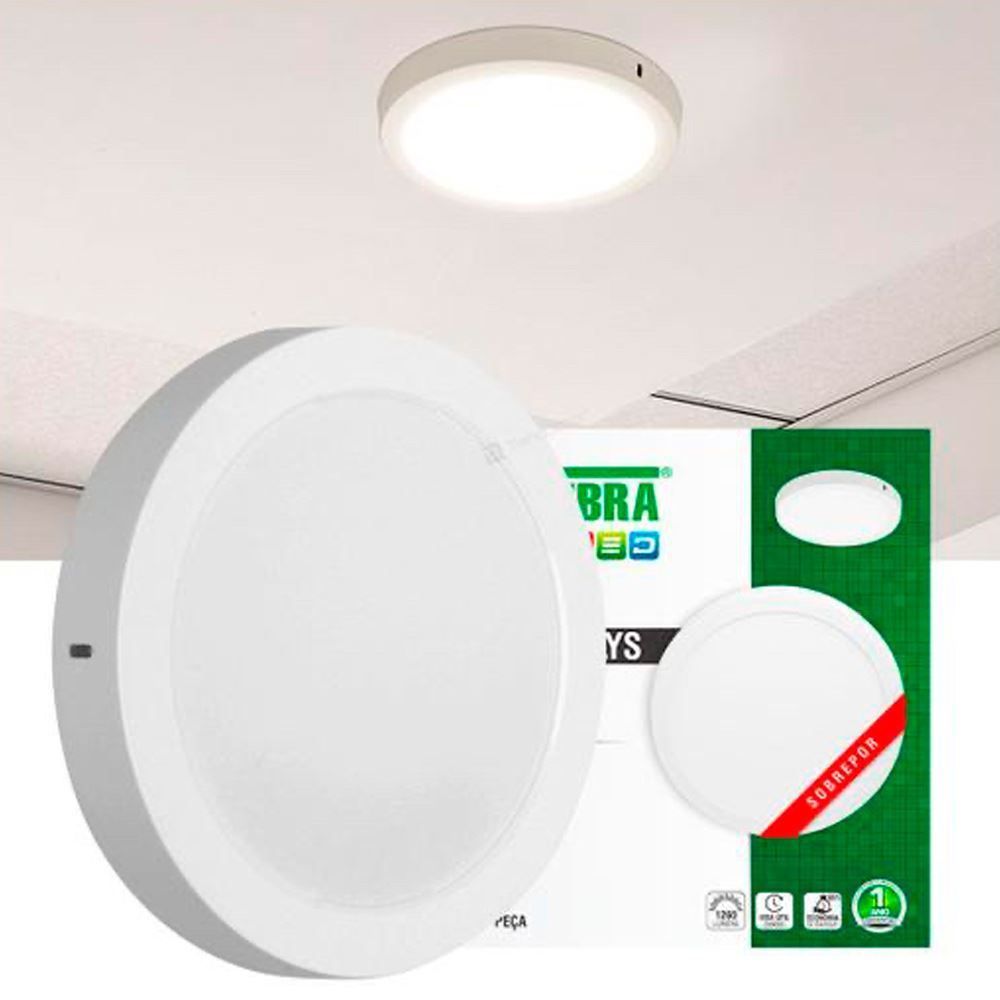 Painel Led 24W Lys Redondo Sobrepor 6500K Taschibra - Autovolt