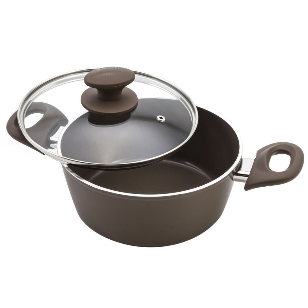 Panela Caçarola De Alumínio Revestimento Cerâmico Indução Optima Havan Casa 3,8L - Camurça