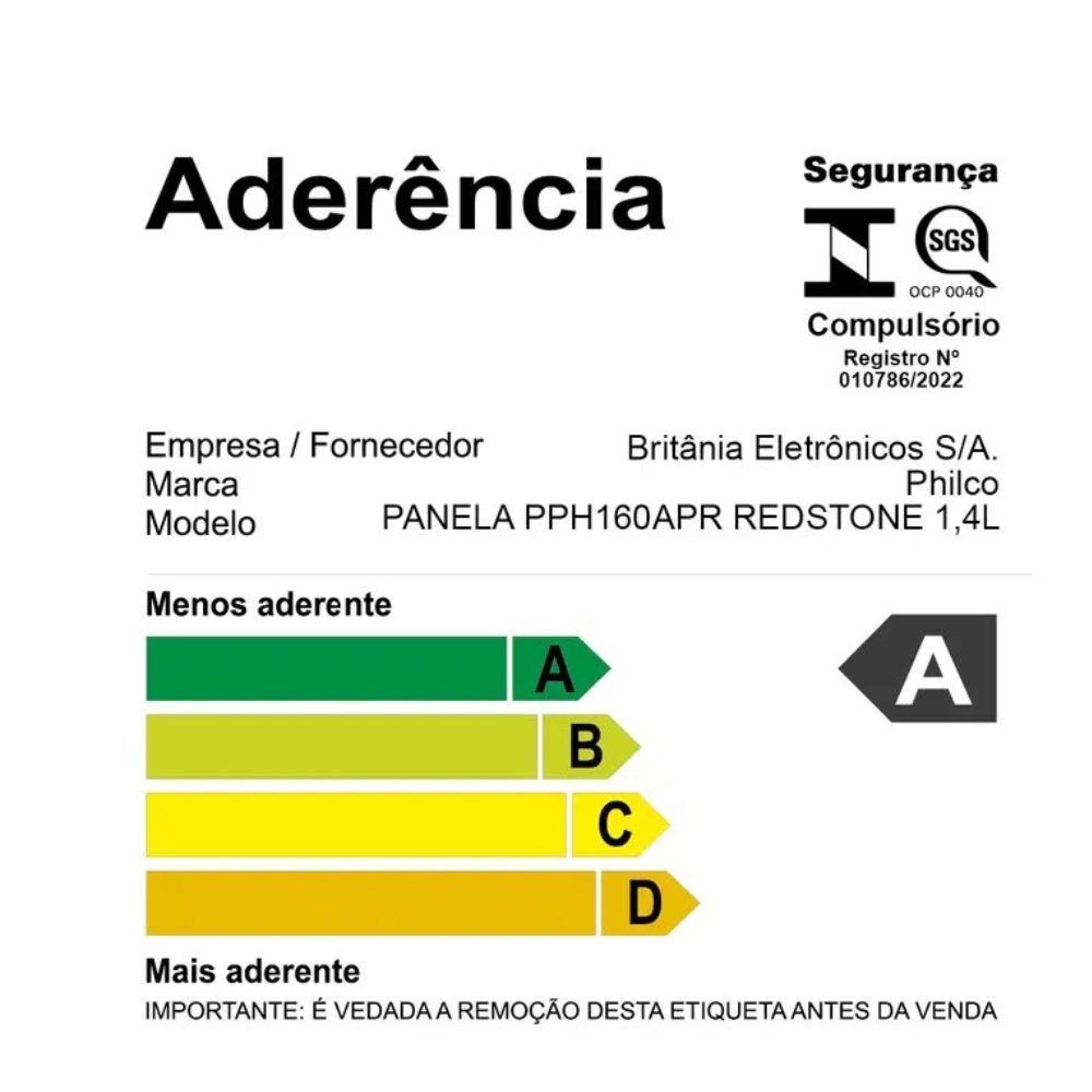 Panela Com Tampa De Vidro Redstone Définitive Philco 1,4L - Cinza com Vermelho