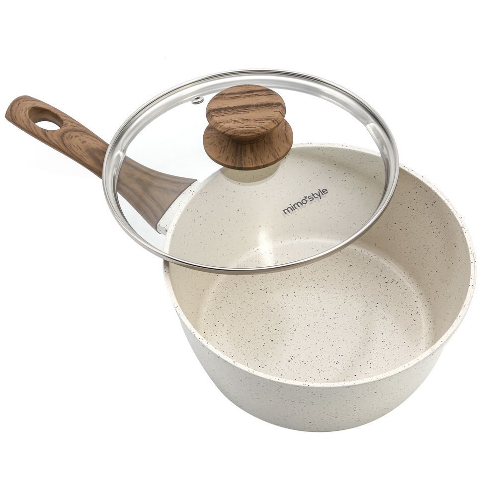 Panela De Alumínio Com Revestimento Cerâmico Cook Marmol Mimo Style 2,25L - Bege
