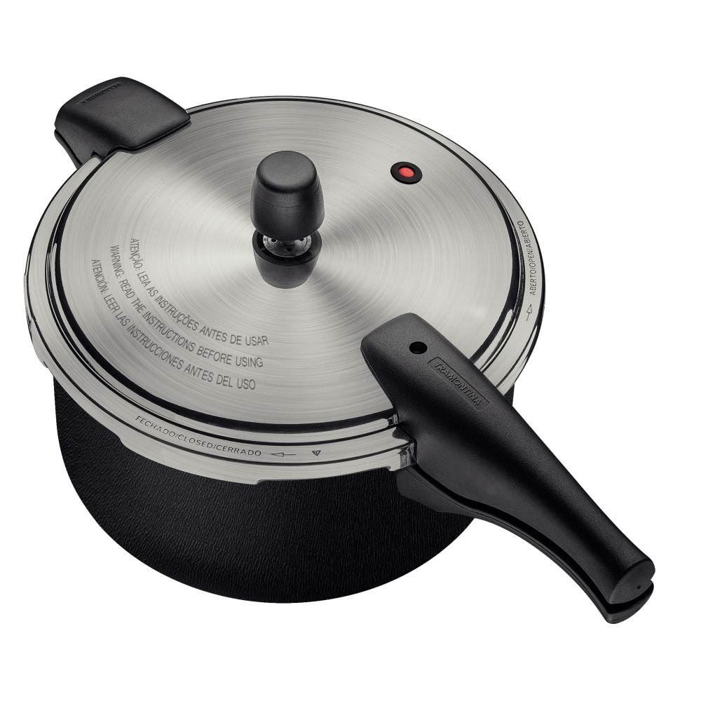 Panela De Pressão Em Alumínio Starflon Max Vancouver Effect Tramontina 6 Litros - Preto