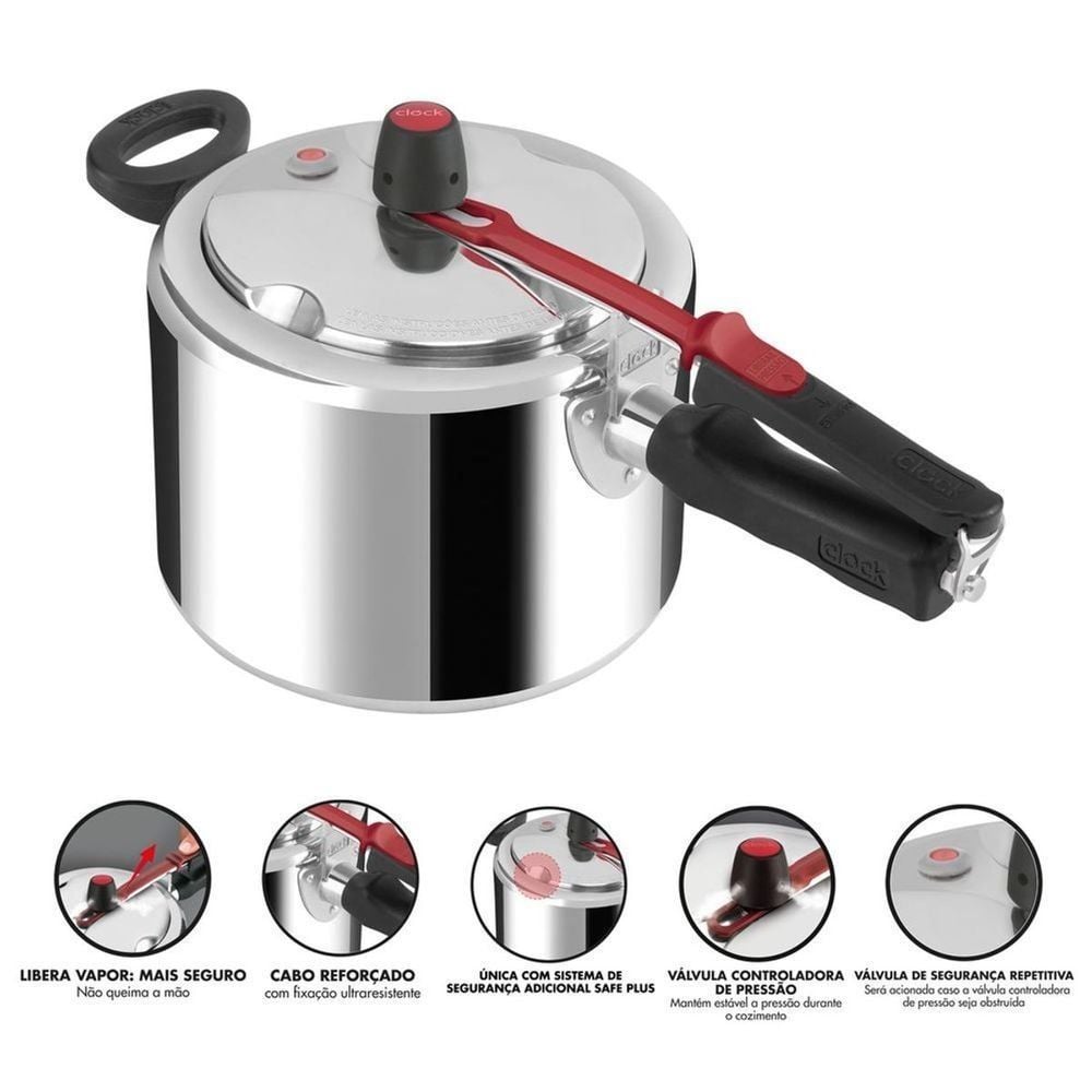 Panela de Pressão Original+ Fechamento Interno Clock - 4,5 Litros