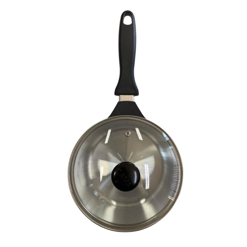 Panela Fundida Com Tampa De Vidro Cava 20Cm - Grafite