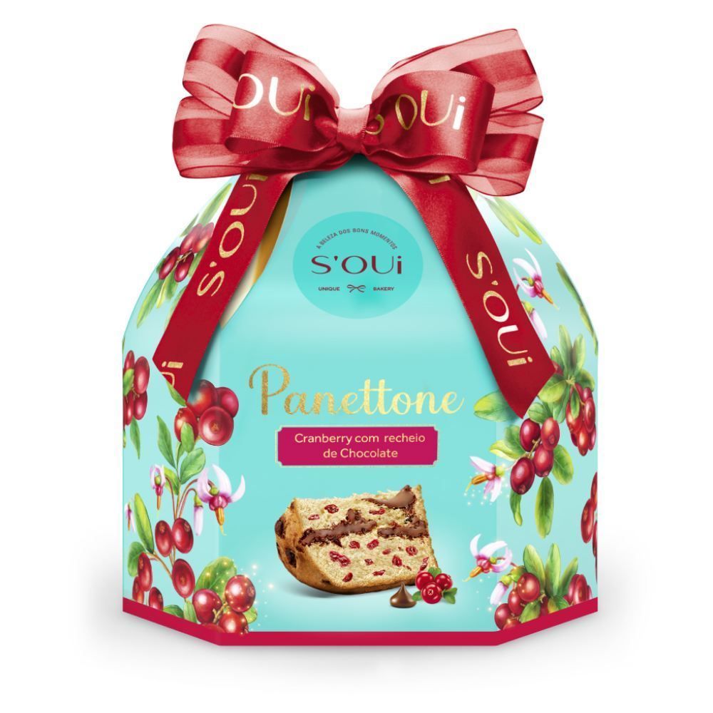 Panettone Cranberry Recheado Com Chocolate Santa Edwiges - 500g