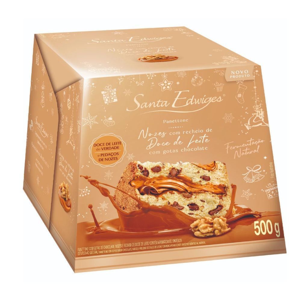 Panettone Nozes Com Recheio De Doce De Leite Santa Edwiges - 500g