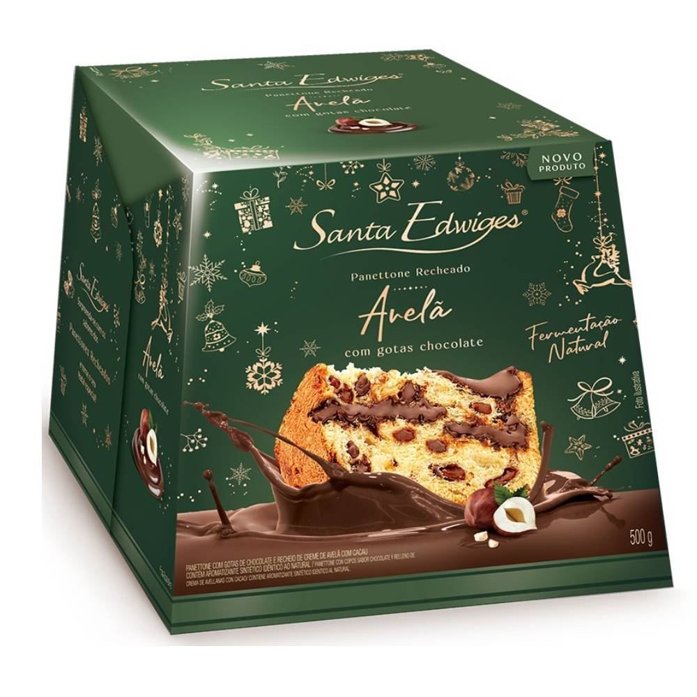 Panettone Recheado Avelã Com Gotas De Chocolate Santa Edwiges - 500g