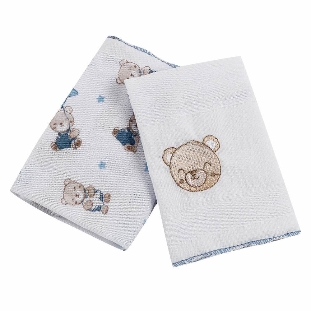 Pano De Boca Bordado Havan Baby - Teddy Azul