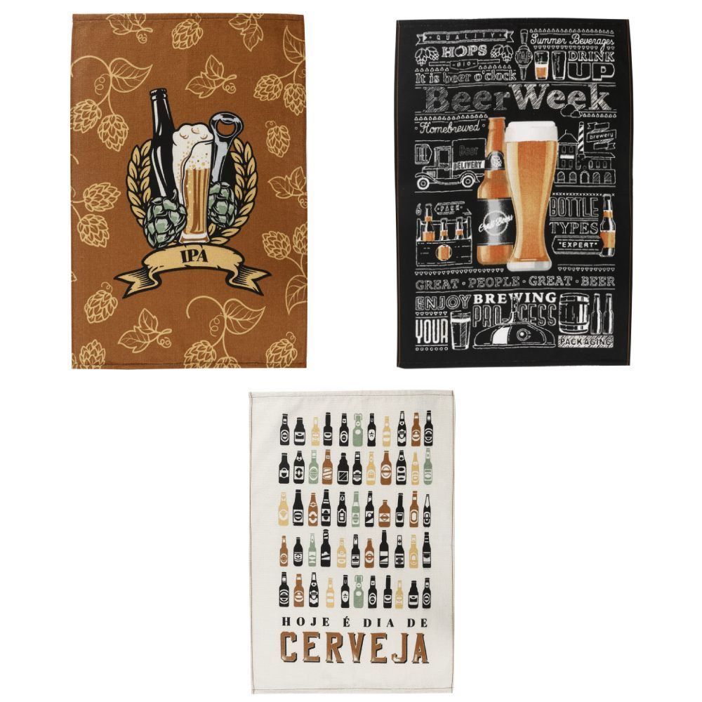 Pano De Copa 100% Algodão Felpudo Döhler 1 Pç - Sortido Cerveja