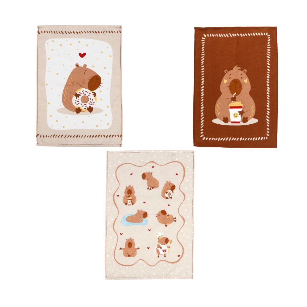 Pano de Copa 100% Algodão Felpudo Döhler 1 Pç - Capivaras