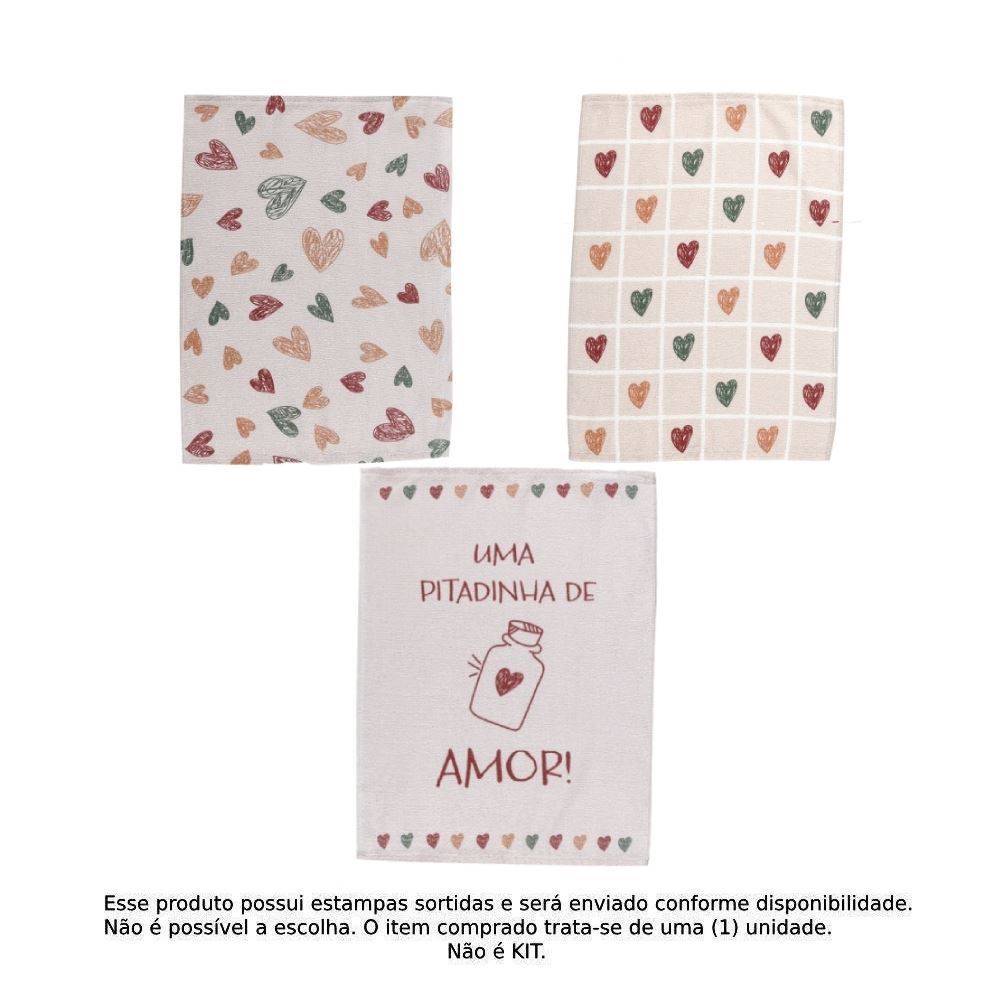 Pano de Copa Estampado 46 X 65Cm Teka - Corações