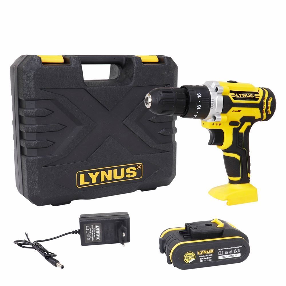 Parafusadeira E Furadeira Com Impacto Lynus Bateria 20V Pfl20ci - Bivolt