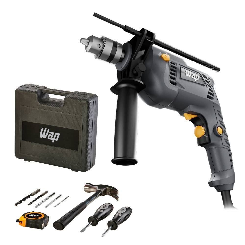 Parafusadeira e Furadeira Impacto Wap WF 700K10 Com 11 Acessórios