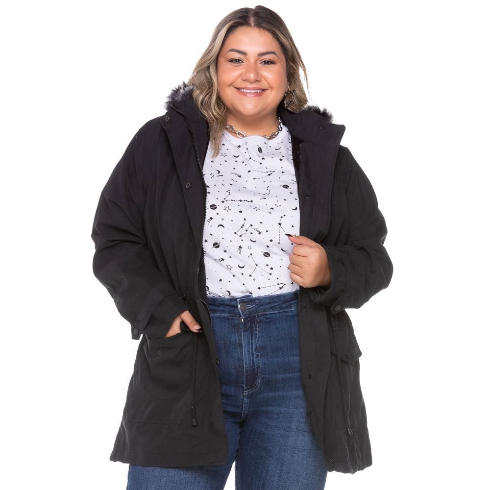 Parka Plus Size Sarja Peletizada Patrícia Foster Mais