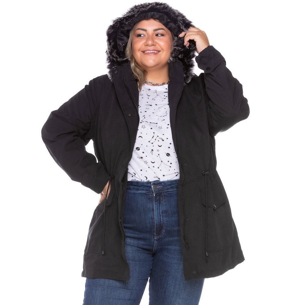Parka Plus Size Sarja Peletizada Patrícia Foster Mais