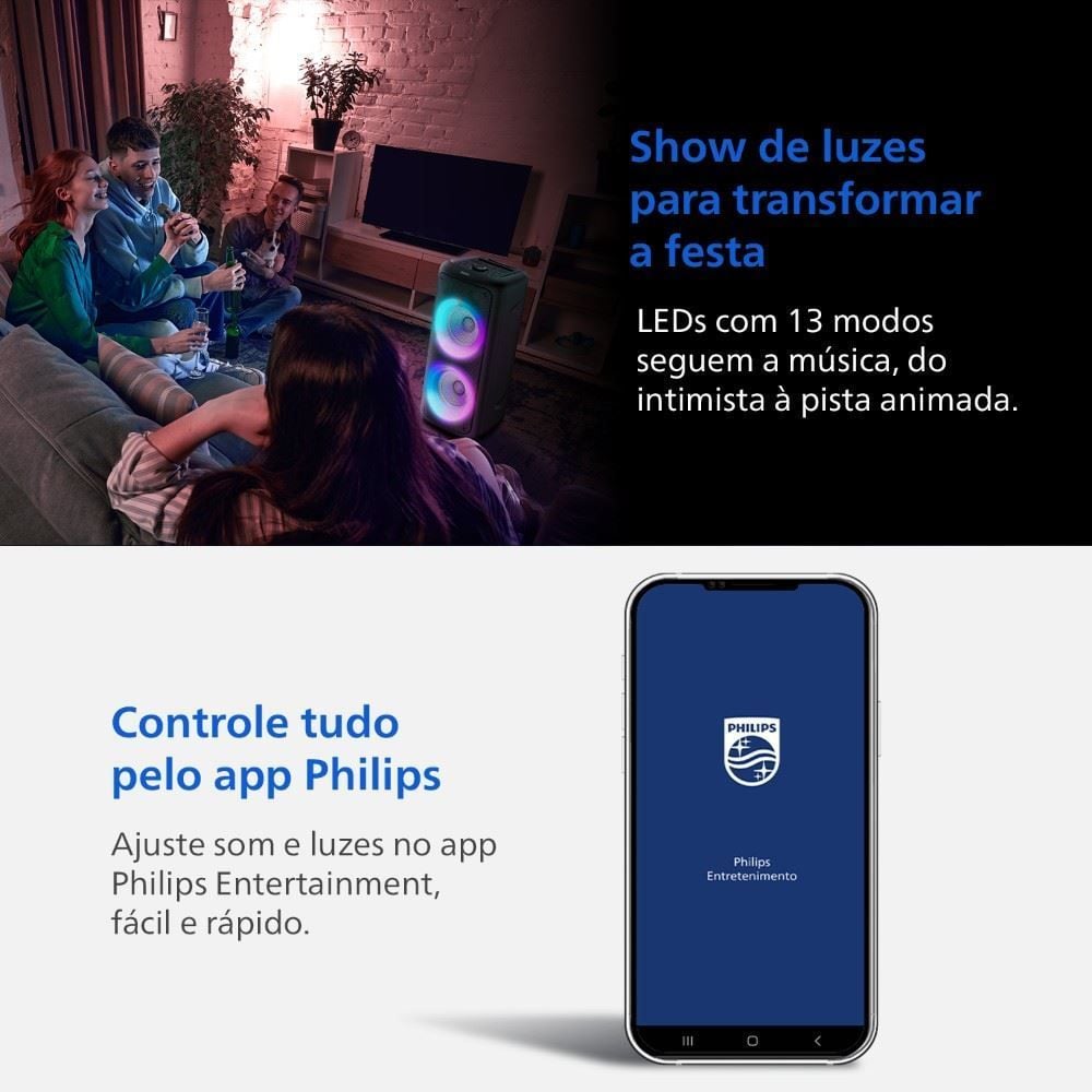 Caixa de Som Bluetooth Philips Party Speaker 1500W Philips Tax4000