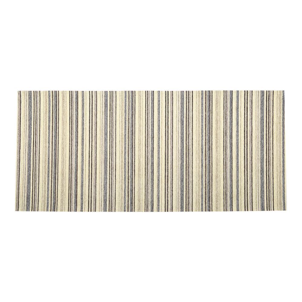 Tapete Para Quarto Ou Sala Chenile 0,75X1,6 M Havan Casa - Listras Bege e Azul