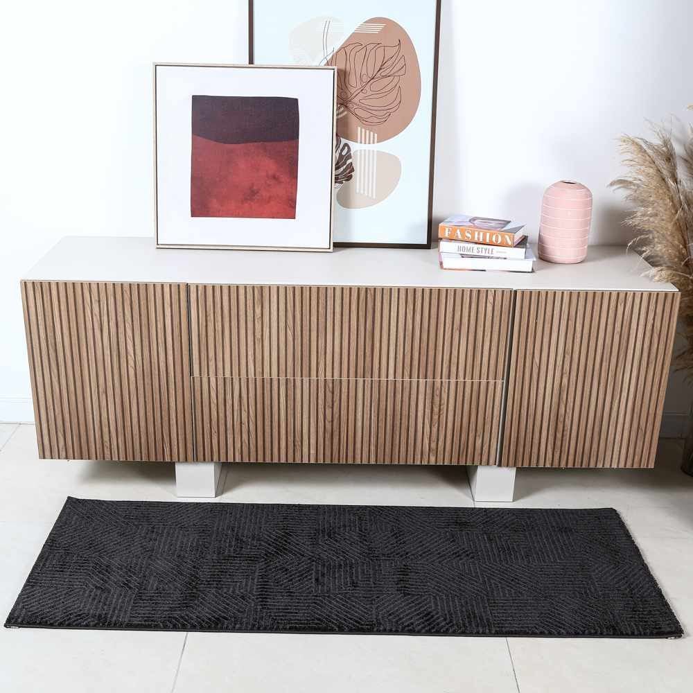 Passadeira Quarto E Sala Lucca 0,67X1,80 M Havan Casa - Preto Elegance 