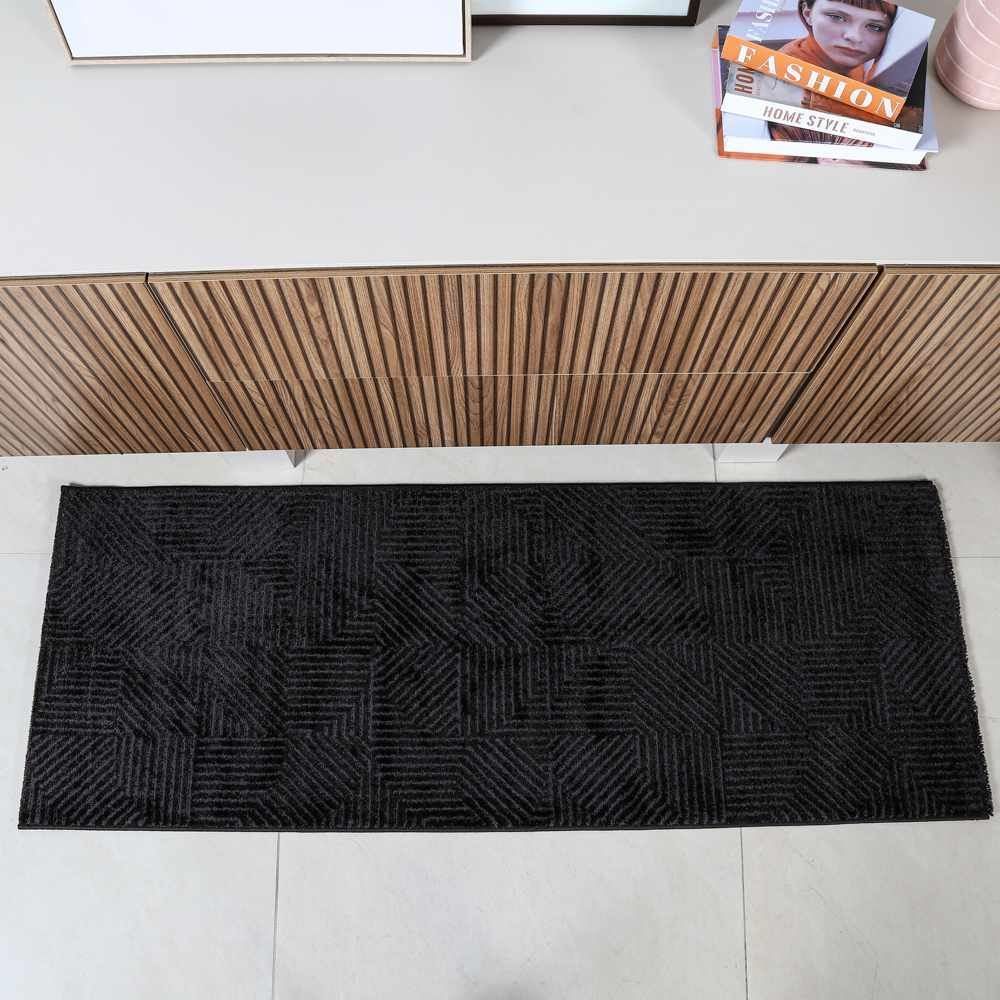 Passadeira Quarto E Sala Lucca 0,67X1,80 M Havan Casa - Preto Elegance 