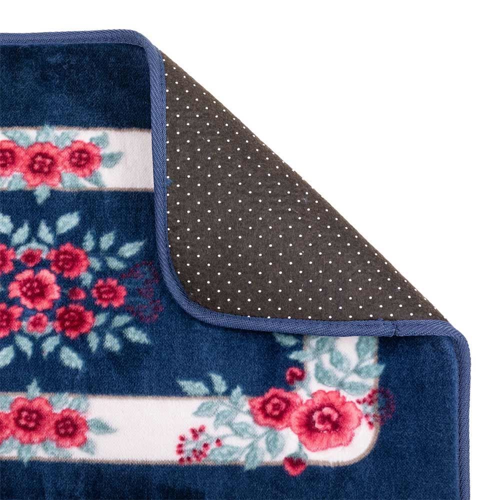 Passadeira Sevilha 60X1,80M Para Sala E Quarto - Floral Azul