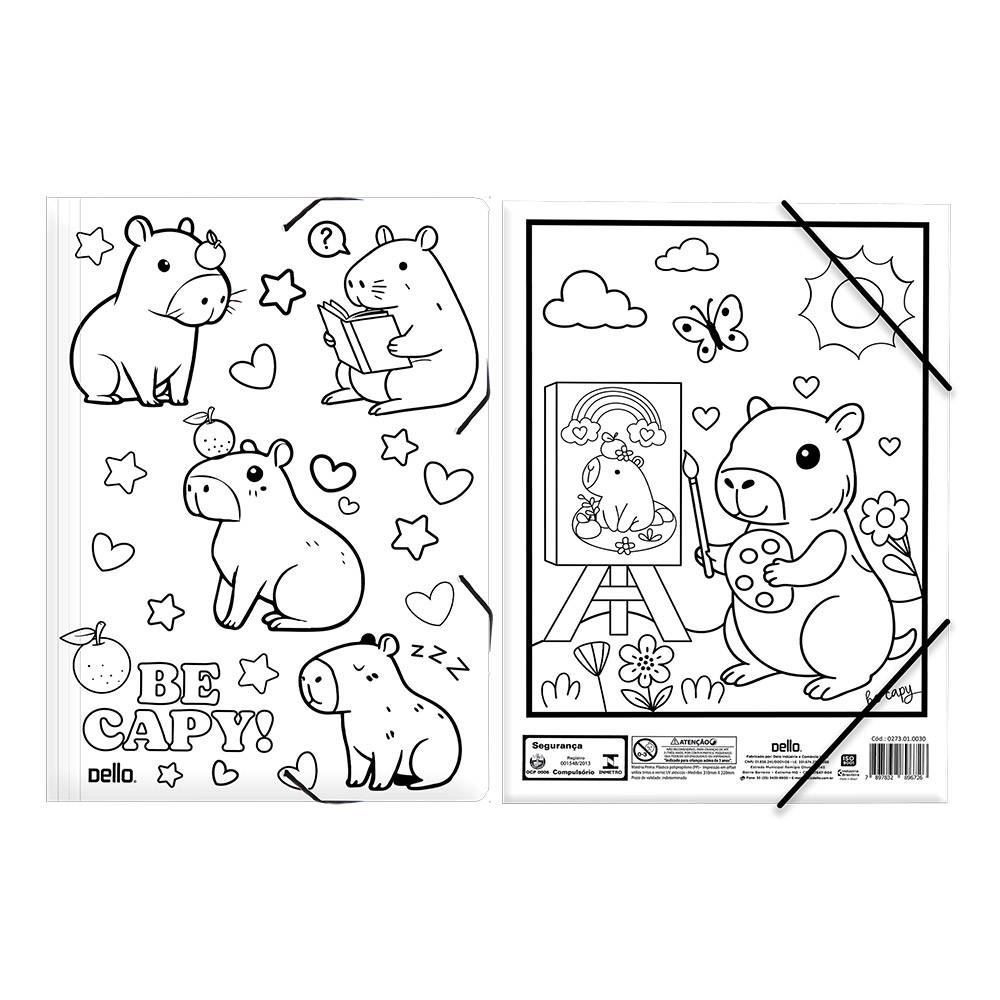 Pasta Aba Elástica Ofício Capy para Colorir Dello - Sortido