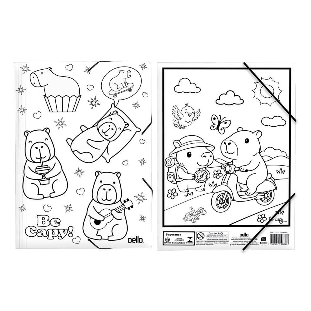 Pasta Aba Elástica Ofício Capy para Colorir Dello - Sortido