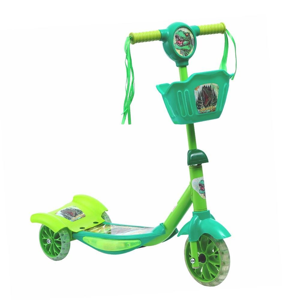 Patinete Infantil Dino 3 Rodas com Cesto Som e Led Havan Toys - HBR0445