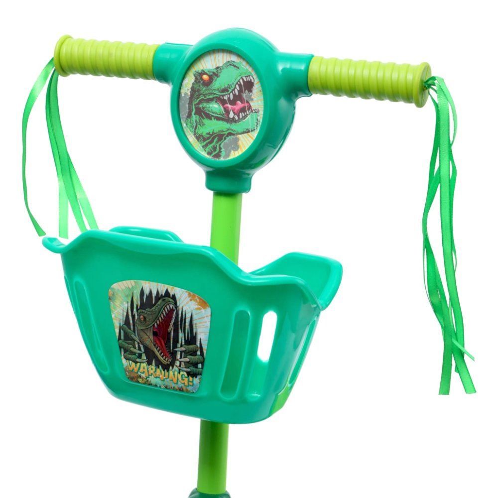 Patinete Infantil Dino 3 Rodas com Cesto Som e Led Havan Toys - HBR0445