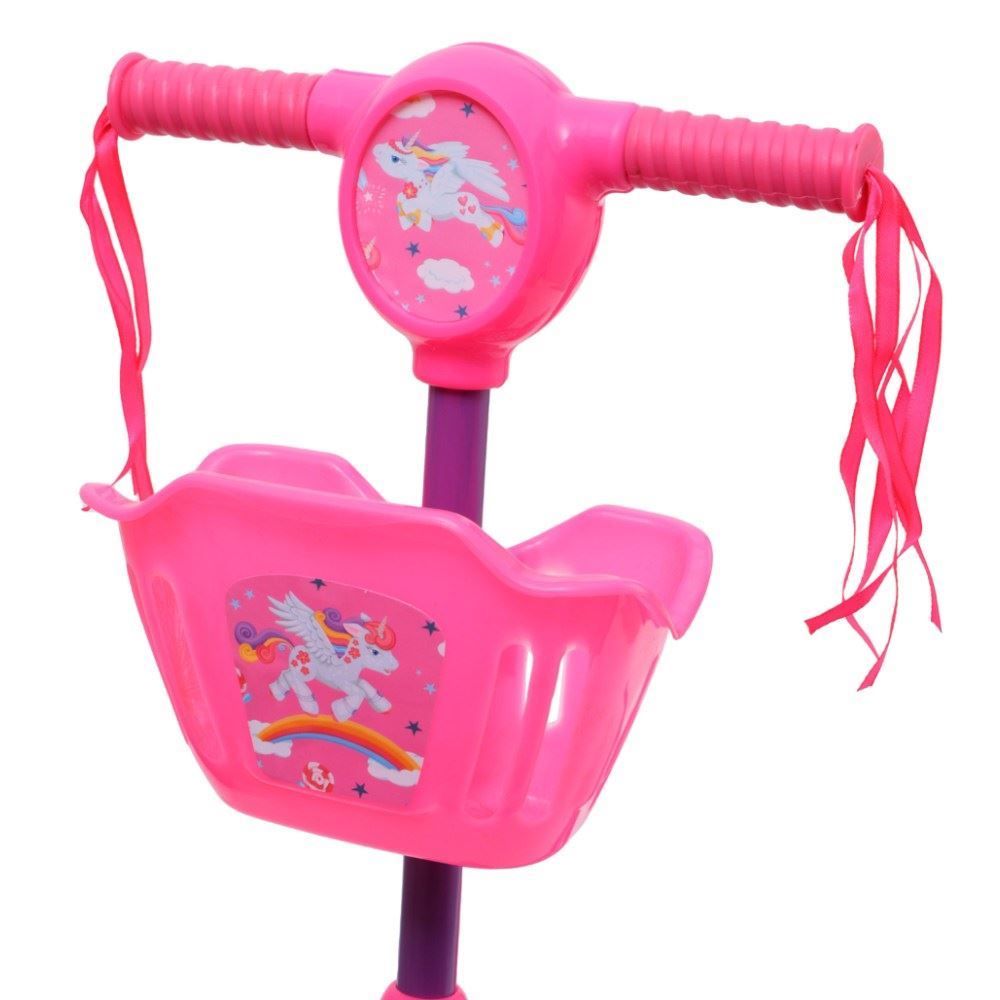 Patinete Infantil Rosa 3 Rodas com Cesto Som e Led Havan Toys - HBR0444