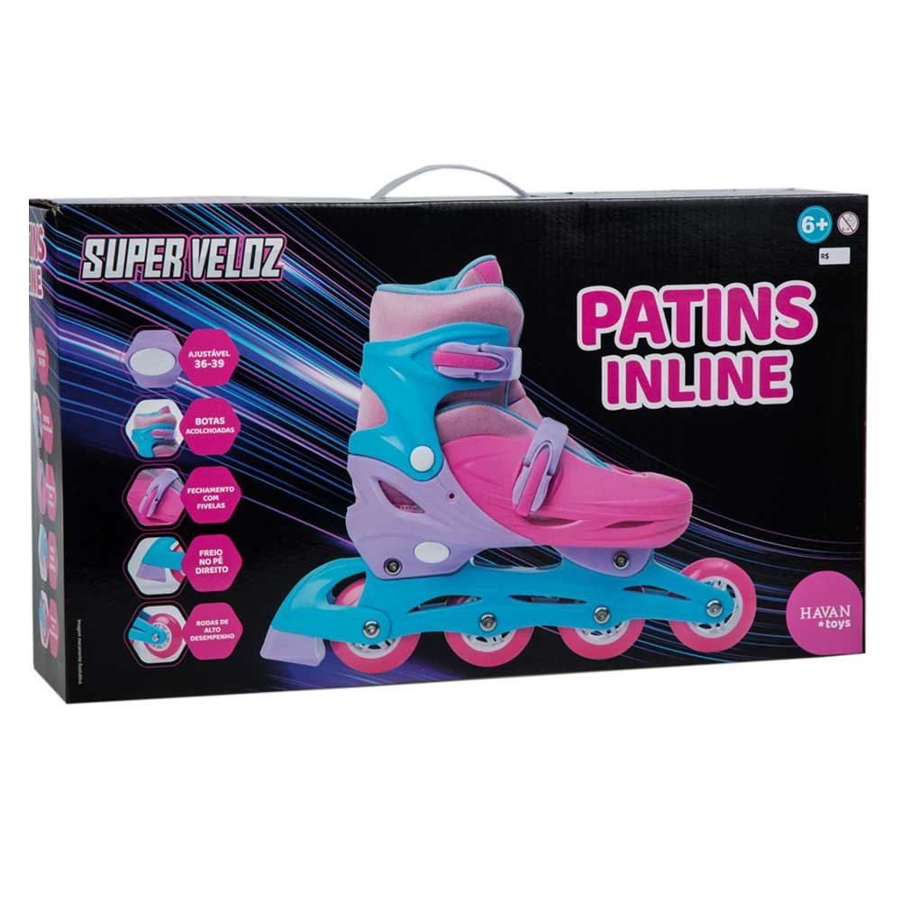 Patins Feminino Rosa In Line 36 A 39 Havan Toys - HBR0435