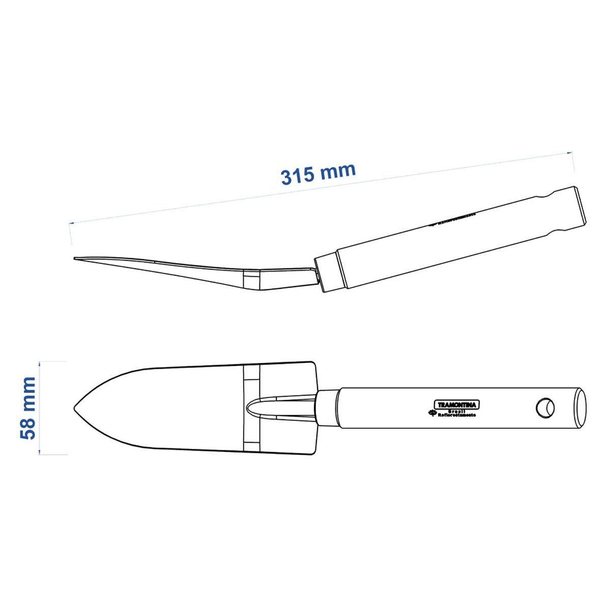 Pazinha Estreita Metálica com Cabo de Madeira Tramontina - Laranja