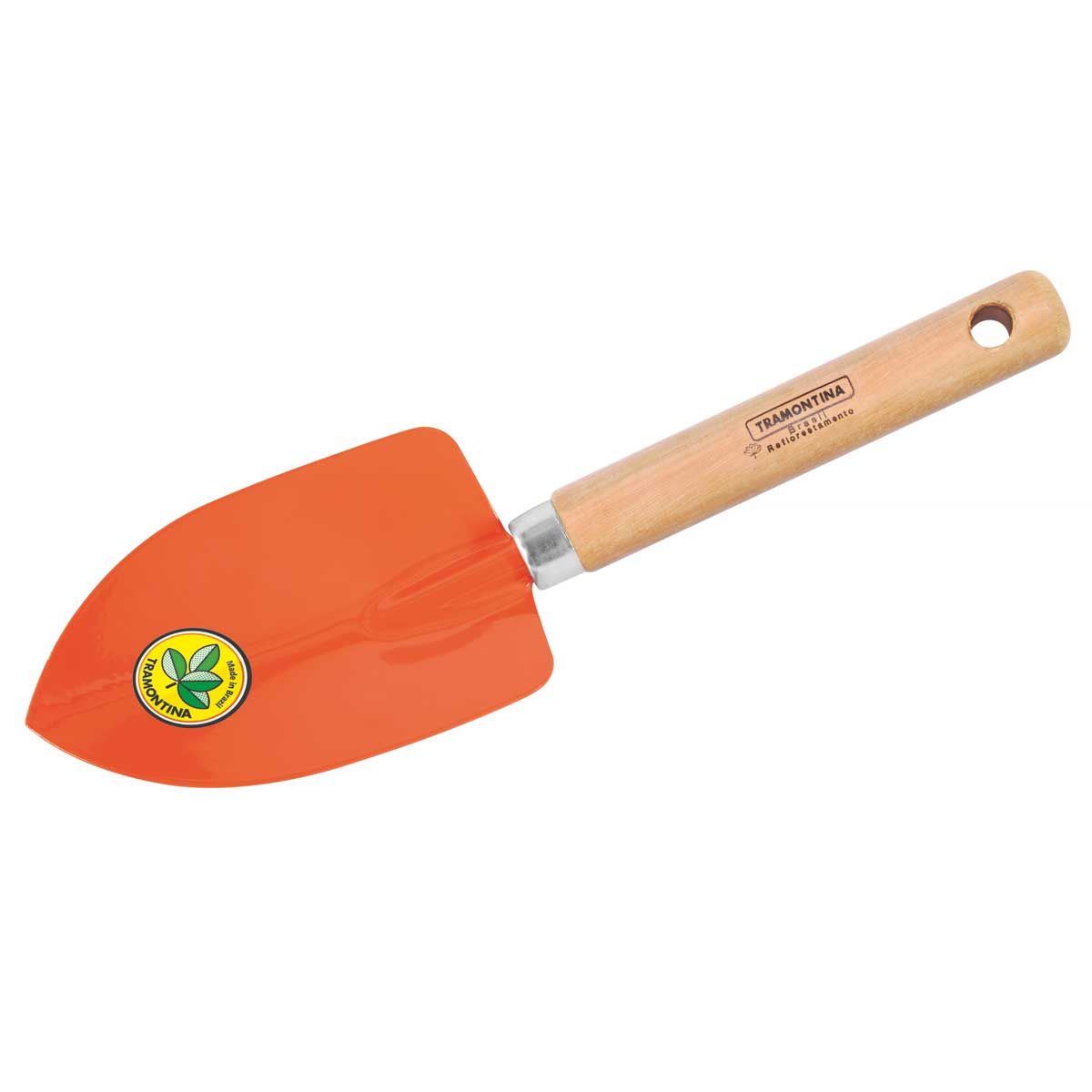 Pazinha Larga com Cabo de Madeira Tramontina - Laranja