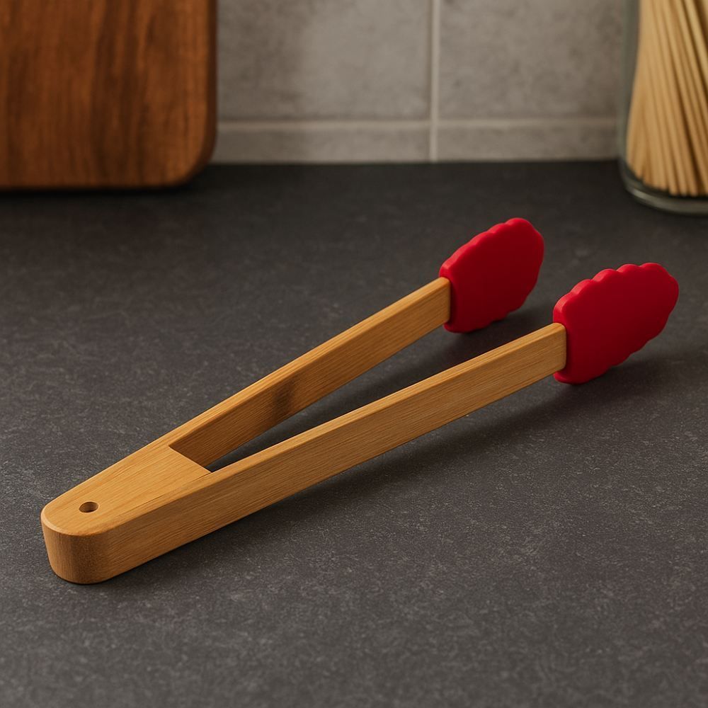 Pegador De Silicone Com Cabo De Bambu Havan Casa - Vermelho