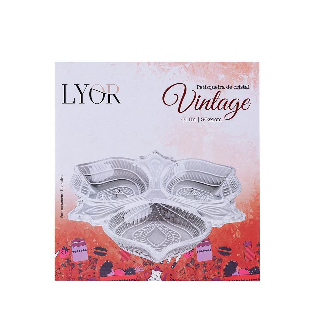Petisqueira com 3 Divisórias Vintage Lyor - Cristal