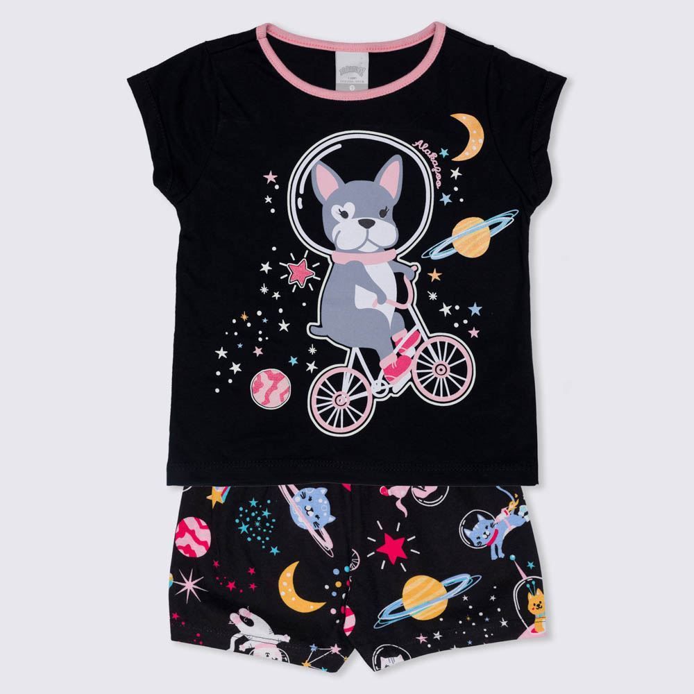 Pijama 1 a 3 anos Meia Malha Dog Espacial Alakazoo
