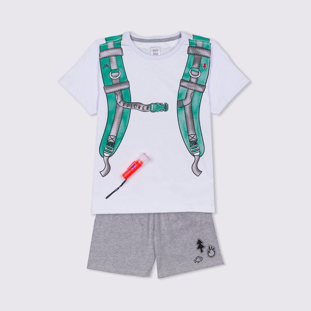 Pijama 4 a 10 Anos Estampa Mochila Com Brinde Hot Dog