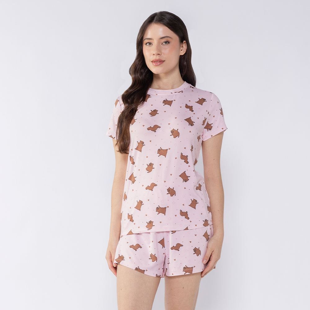 Pijama Capivara Feminino Curto Camila Moretti